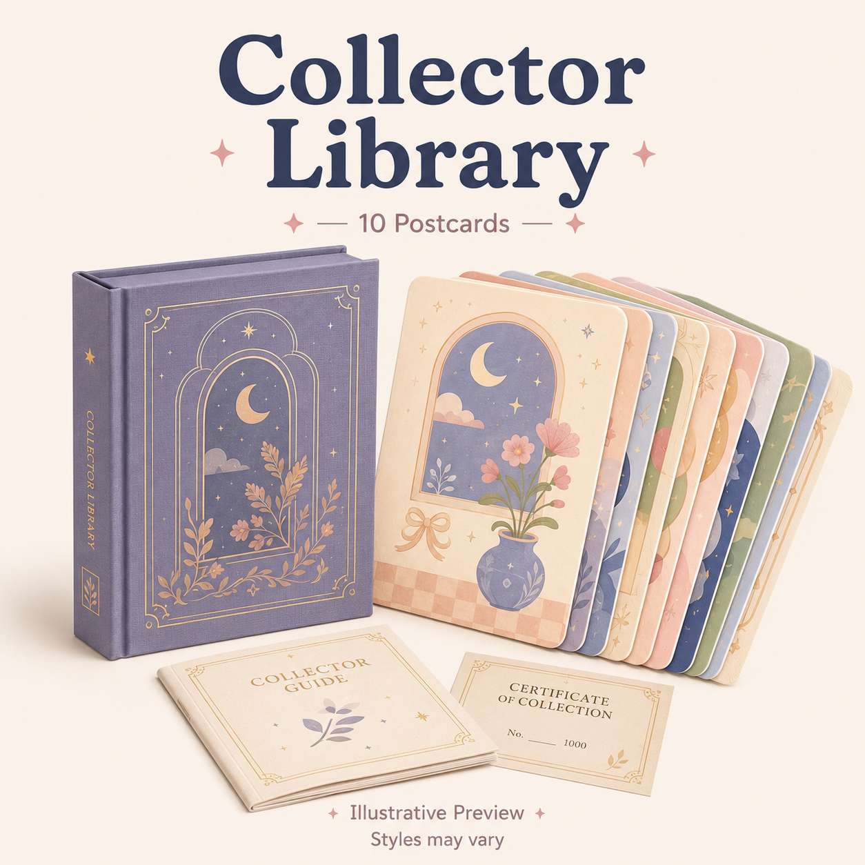 Collection Postcard Collector Library- 10 Post Card Set